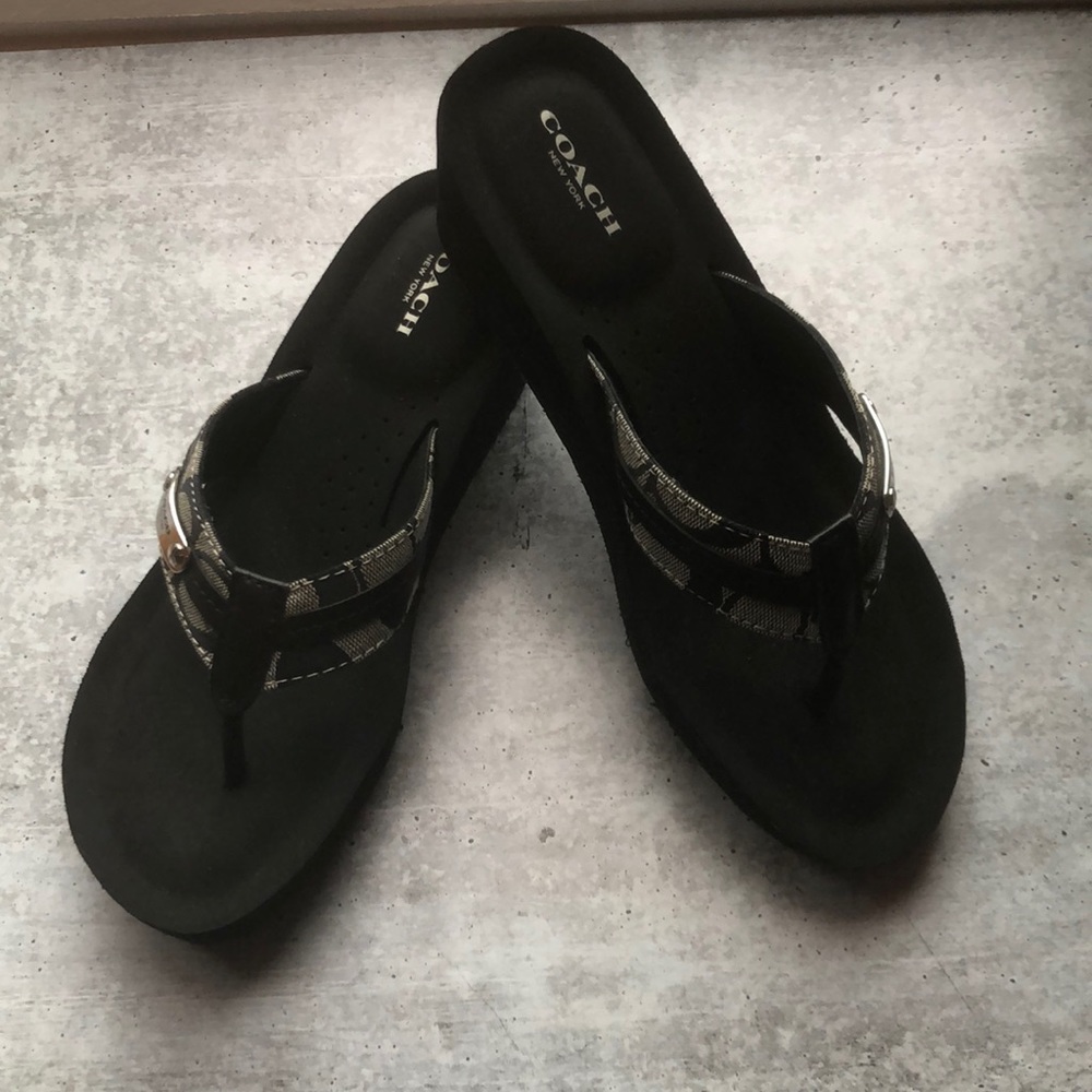 Coach Jaden Platform Wedge Flip Flops Sz 8B